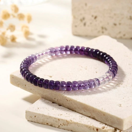 AAAA+ Uruguayan Amethyst Clear Quartz Graduation Bracelet