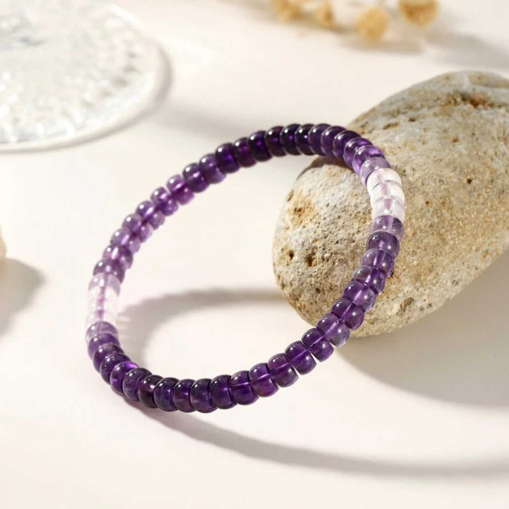 AAAA+ Uruguayan Amethyst Clear Quartz Graduation Bracelet - view 2