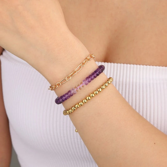 AAAA+ Uruguayan Amethyst Clear Quartz Graduation Bracelet - view 3