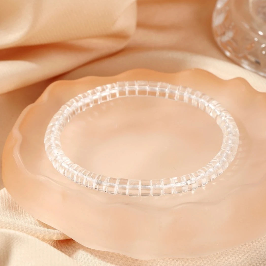 5mm*8mm AAA+ Genuine Natural Clear Quartz Rondelle Stretcth Bracelet - view 2