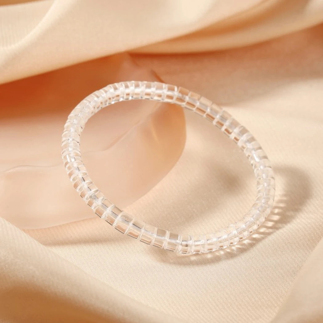 5mm*8mm AAA+ Genuine Natural Clear Quartz Rondelle Stretcth Bracelet - view 3