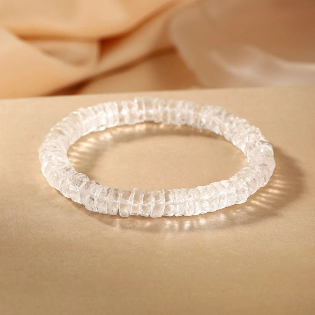 Clear Quartz Heishi Bracelet styled
