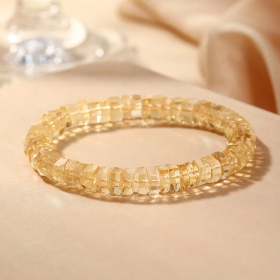 AAAA+ Unheated Untreated Citrine Square Cut Bracelet