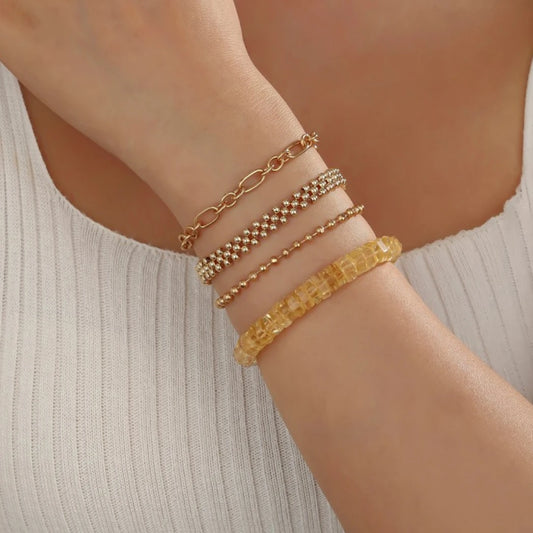 AAAA+ Unheated Untreated Citrine Square Cut Bracelet - view 2