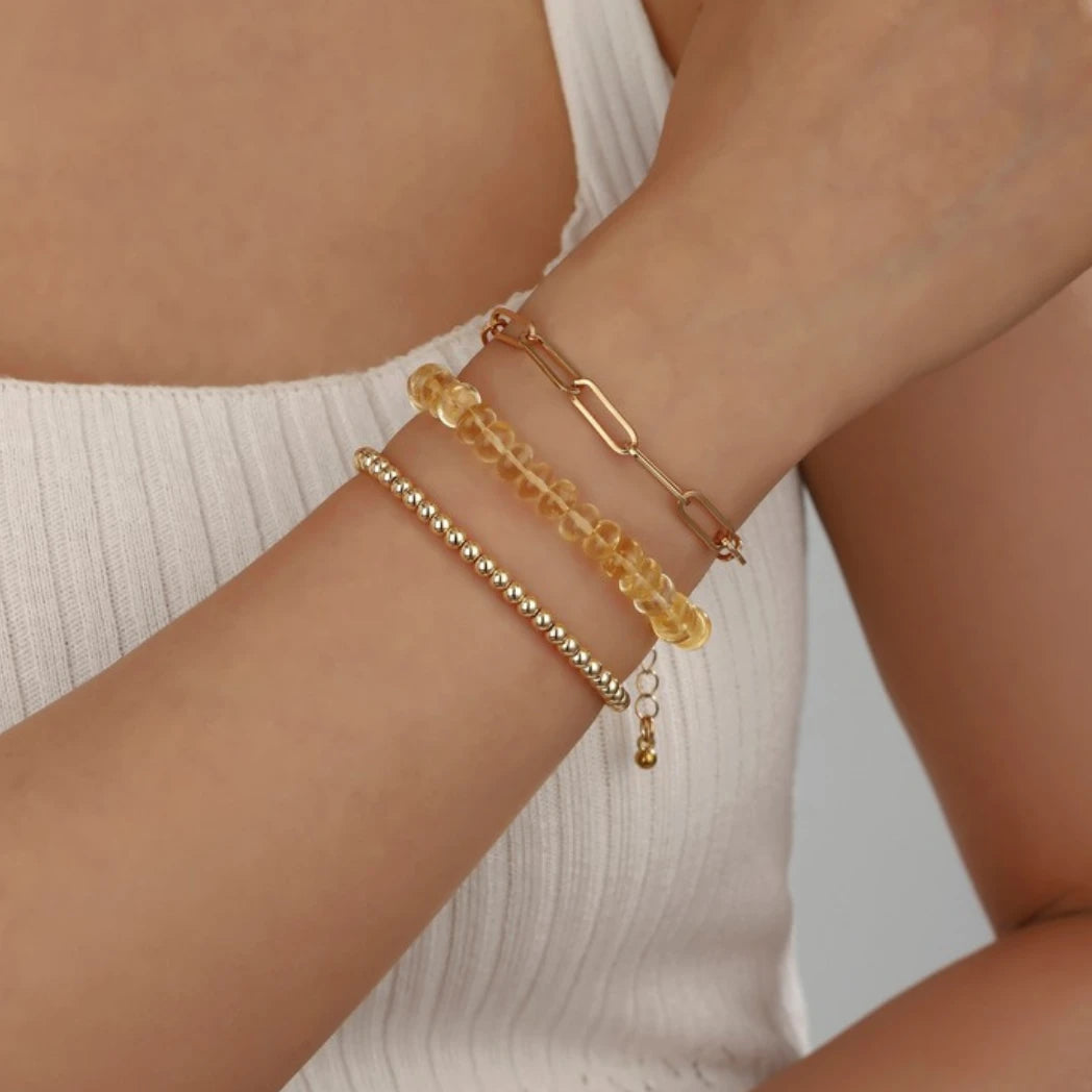 AAA+ Unheated Untreated Citrine Rondelle Bracelet - view 2