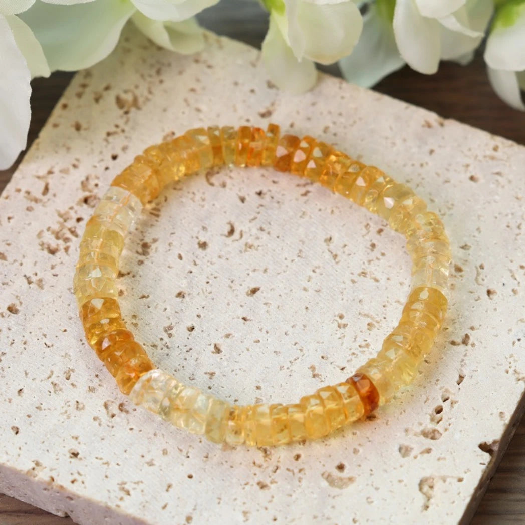 AAA+ 5mm Citrine Faceted Heishi Bracelet