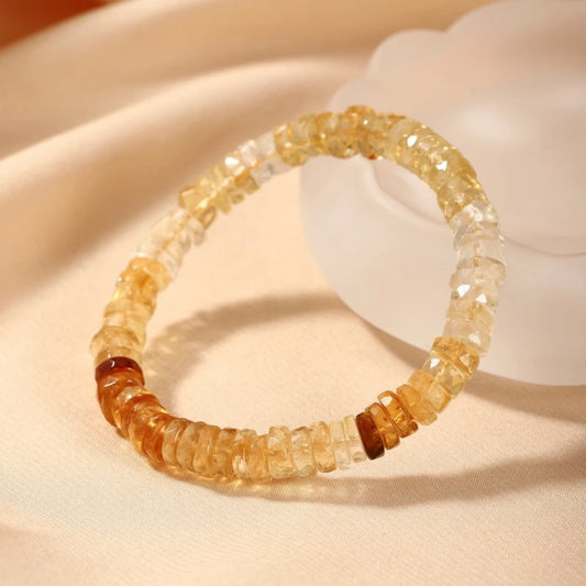 AAA+ 5mm Citrine Faceted Heishi Bracelet - view 2