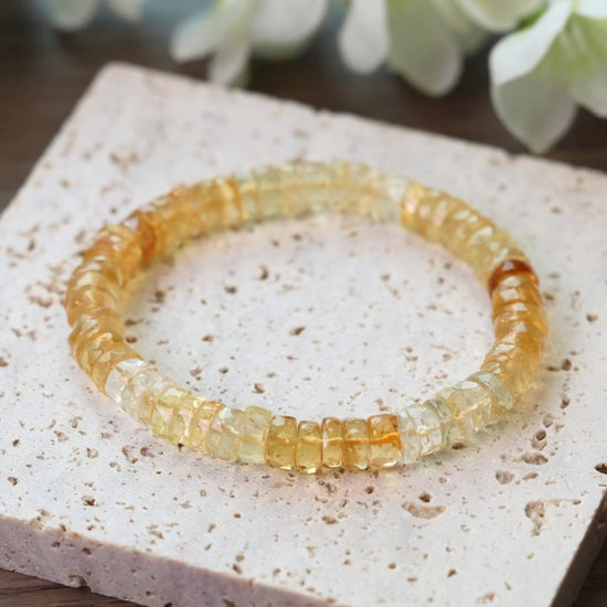 AAA+ 5mm Citrine Faceted Heishi Bracelet - view 3