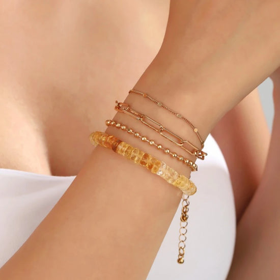 AAA+ 5mm Citrine Faceted Heishi Bracelet - view 4