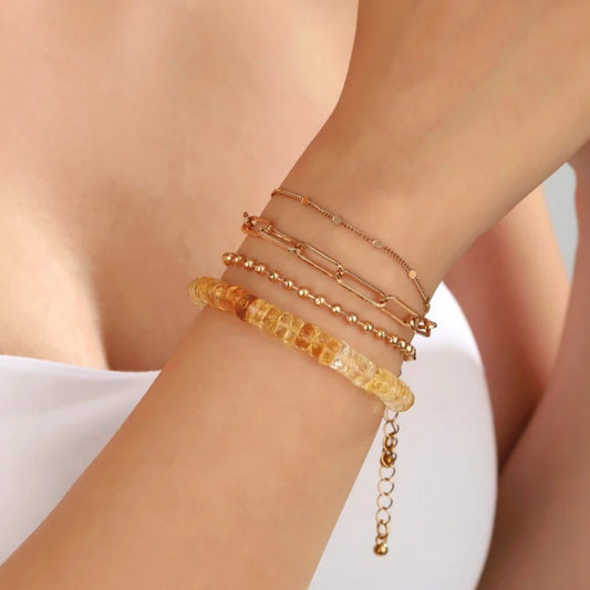 AAA+ 5mm Citrine Faceted Heishi Bracelet - view 4