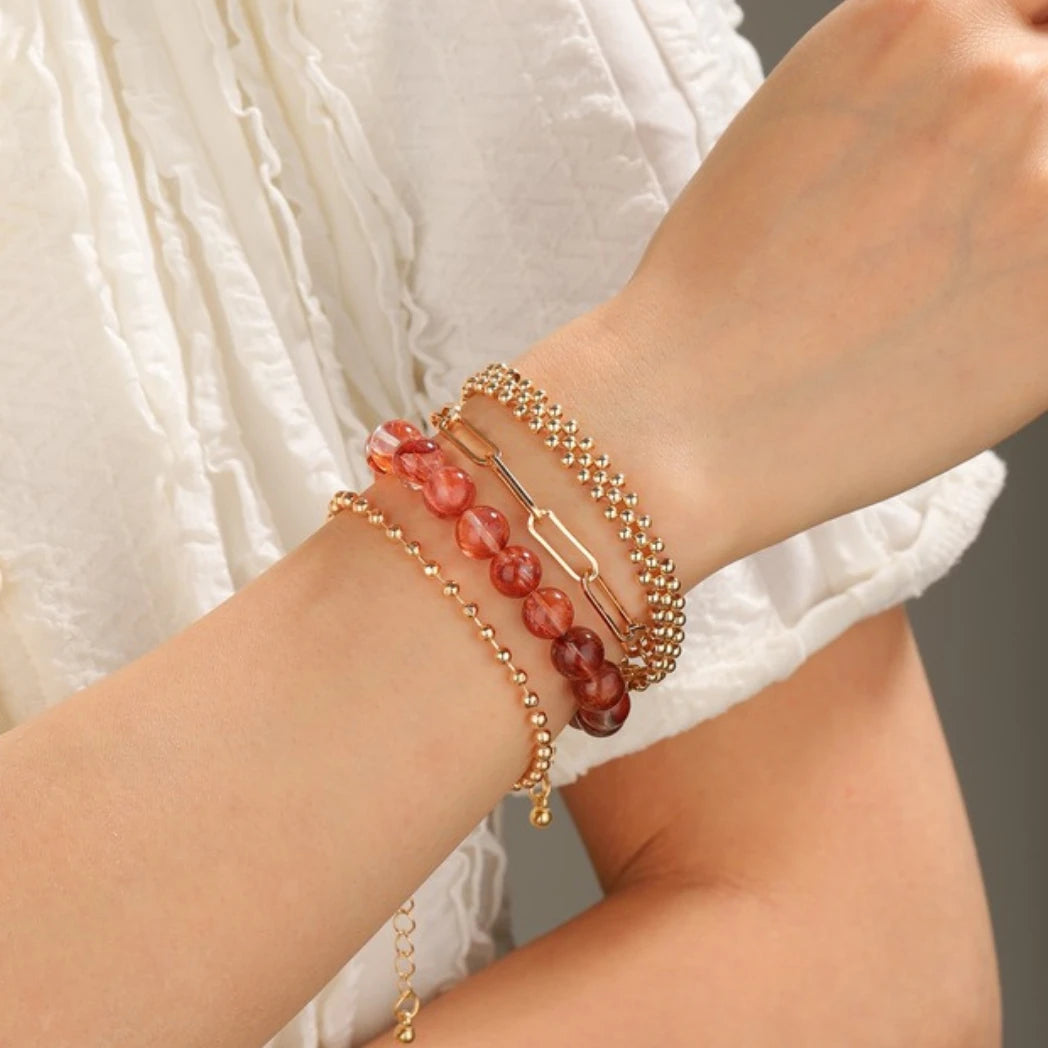 Fire Quartz Hematite Gemstone Bracelet - view 3