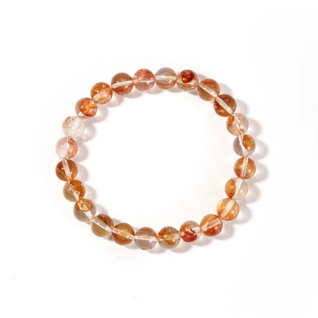 7mm AAA+ Genuine Fire Quartz Hematite Stretchable Beaded Bracelet - view 2