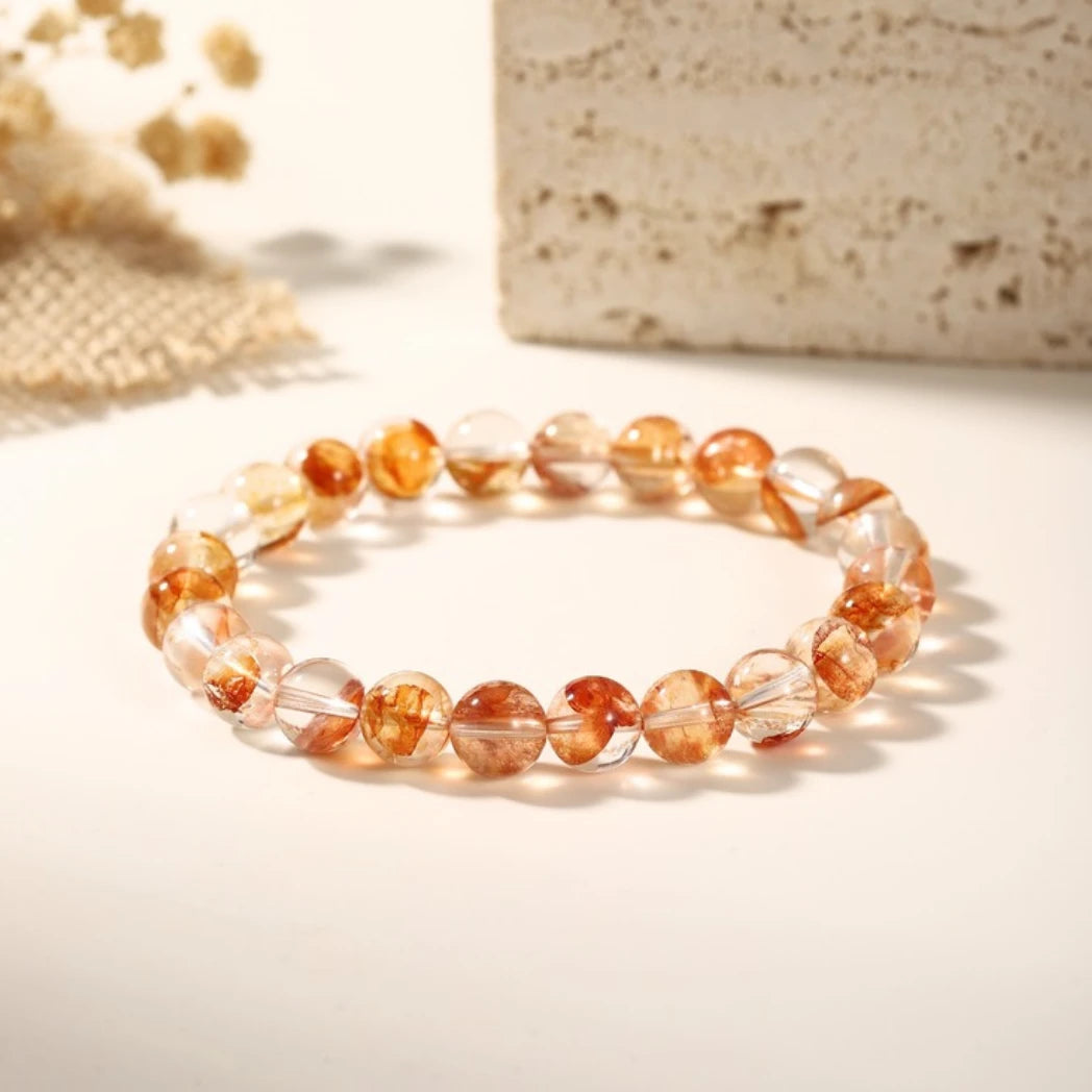 7mm AAA+ Genuine Fire Quartz Hematite Stretchable Beaded Bracelet - view 3