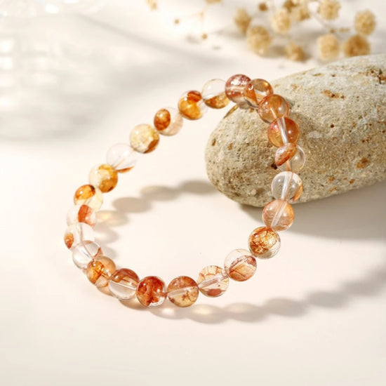 7mm AAA+ Genuine Fire Quartz Hematite Stretchable Beaded Bracelet - view 6