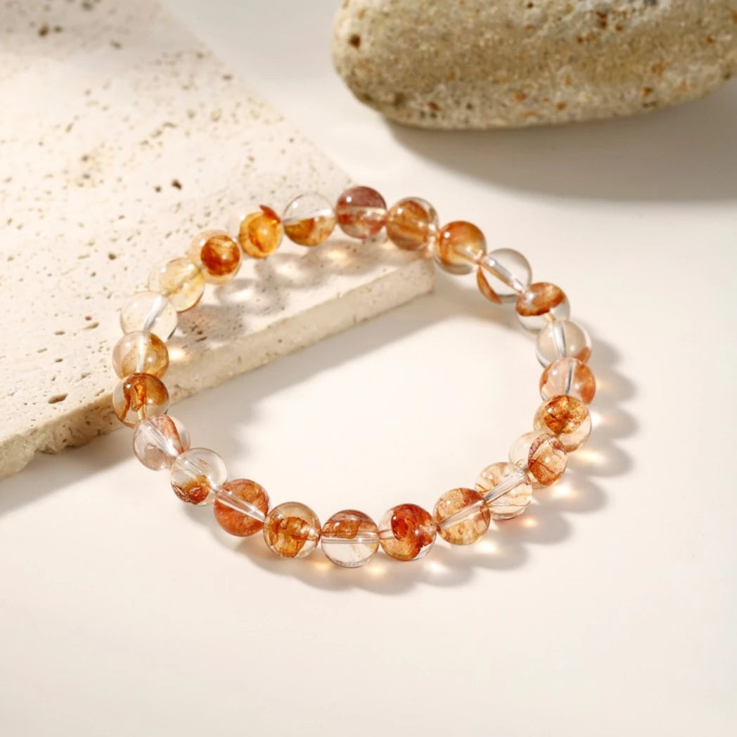 7mm AAA+ Genuine Fire Quartz Hematite Stretchable Beaded Bracelet - view 7