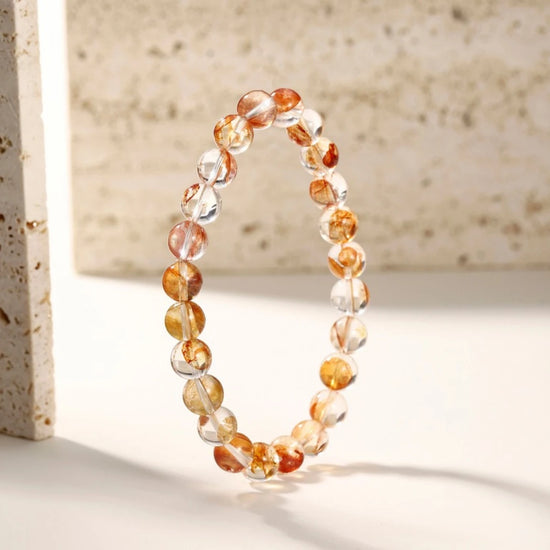 7mm AAA+ Genuine Fire Quartz Hematite Stretchable Beaded Bracelet - view 8
