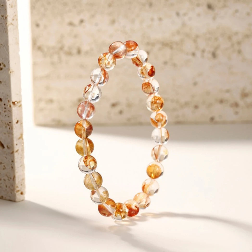 7mm AAA+ Genuine Fire Quartz Hematite Stretchable Beaded Bracelet - view 8