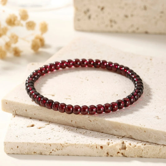 5.5mm AAA+ Genuine Garnet Faceted Gemstone Clasp Beaded Bracelet