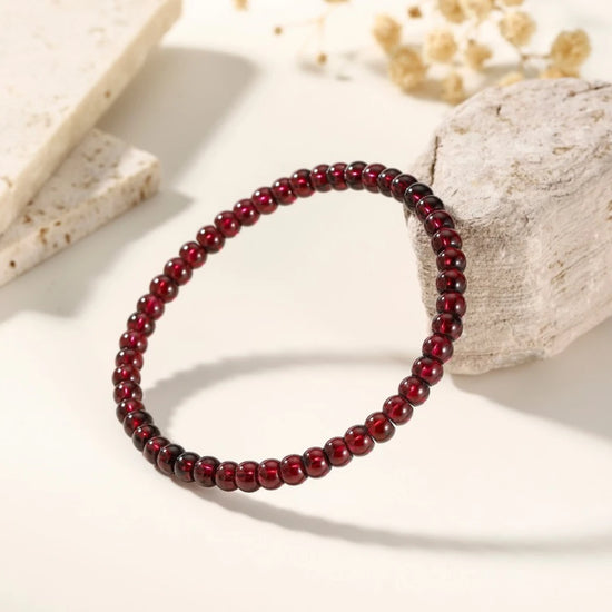 5.5mm AAA+ Genuine Garnet Faceted Gemstone Clasp Beaded Bracelet - view 2
