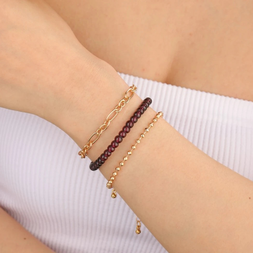 5.5mm AAA+ Genuine Garnet Faceted Gemstone Clasp Beaded Bracelet - view 3