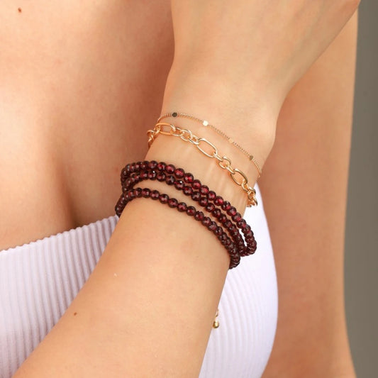 Genuine Almandine Garnet Multi-wrap Bracelet - view 5