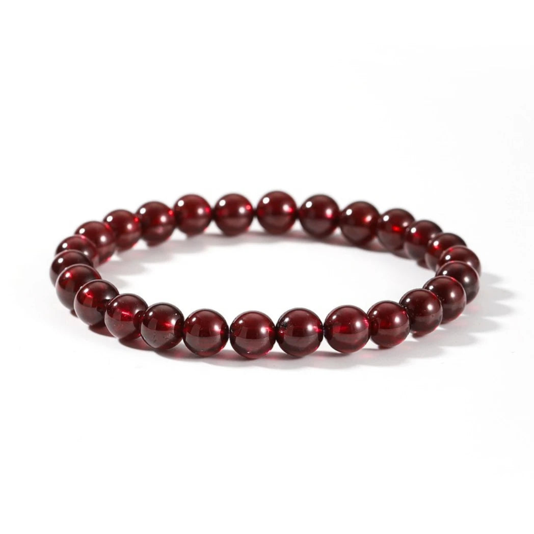 7mm AAA Genuine Rhodolite Garnet Gemstone Stretch Beaded Bracelet
