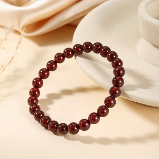 7mm AAA Genuine Rhodolite Garnet Gemstone Stretch Beaded Bracelet - view 3