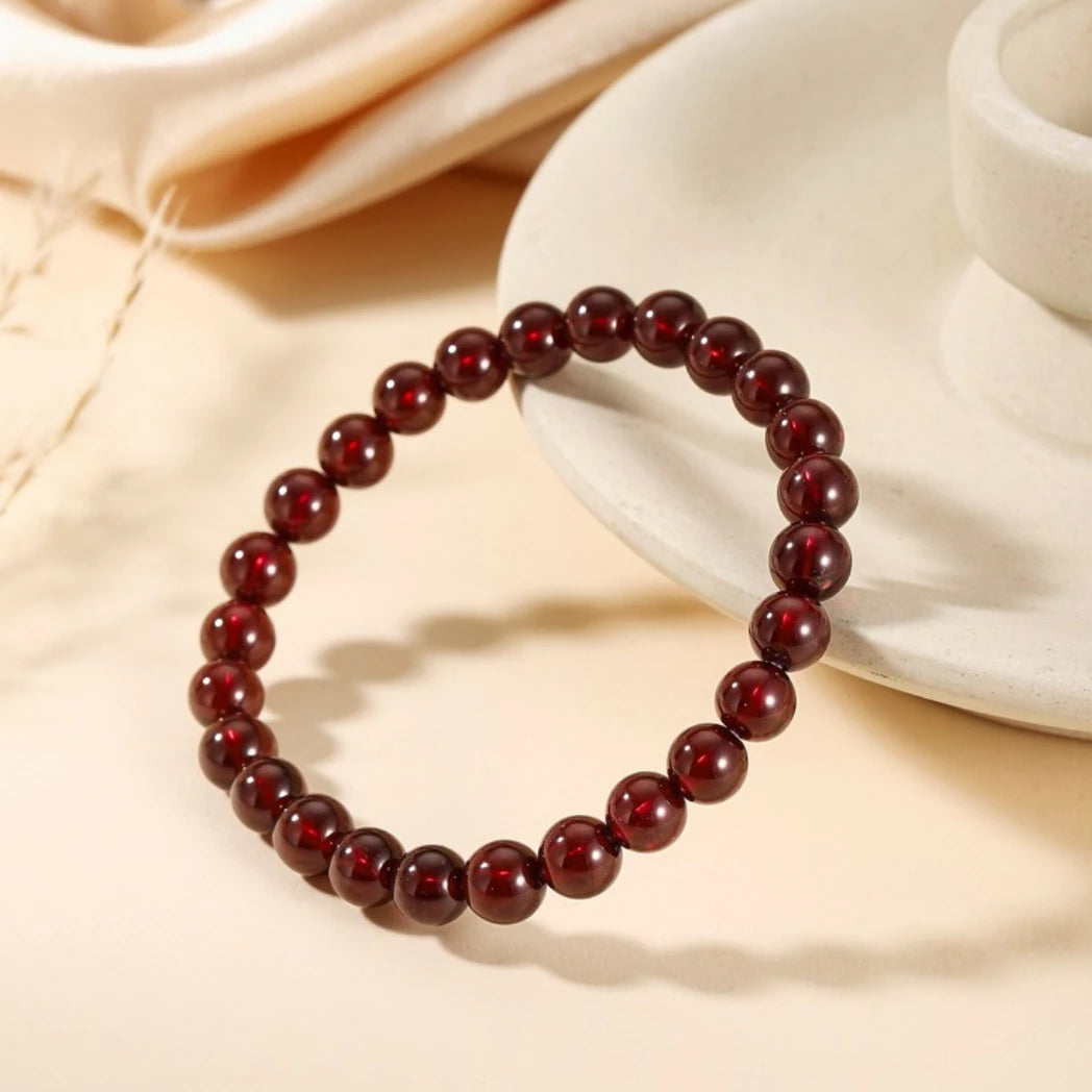 7mm AAA Genuine Rhodolite Garnet Gemstone Stretch Beaded Bracelet - view 3
