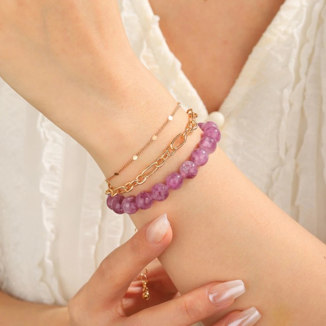 RARE! Genuine Pink Lepidolite Bracelet - view 4