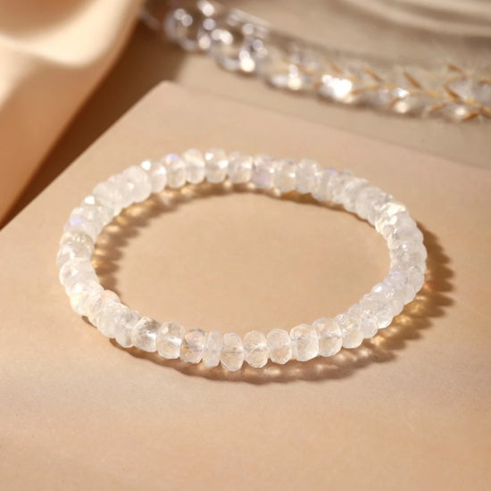 AAAA Blue Moonstone Faceted Rondelle Bracelet