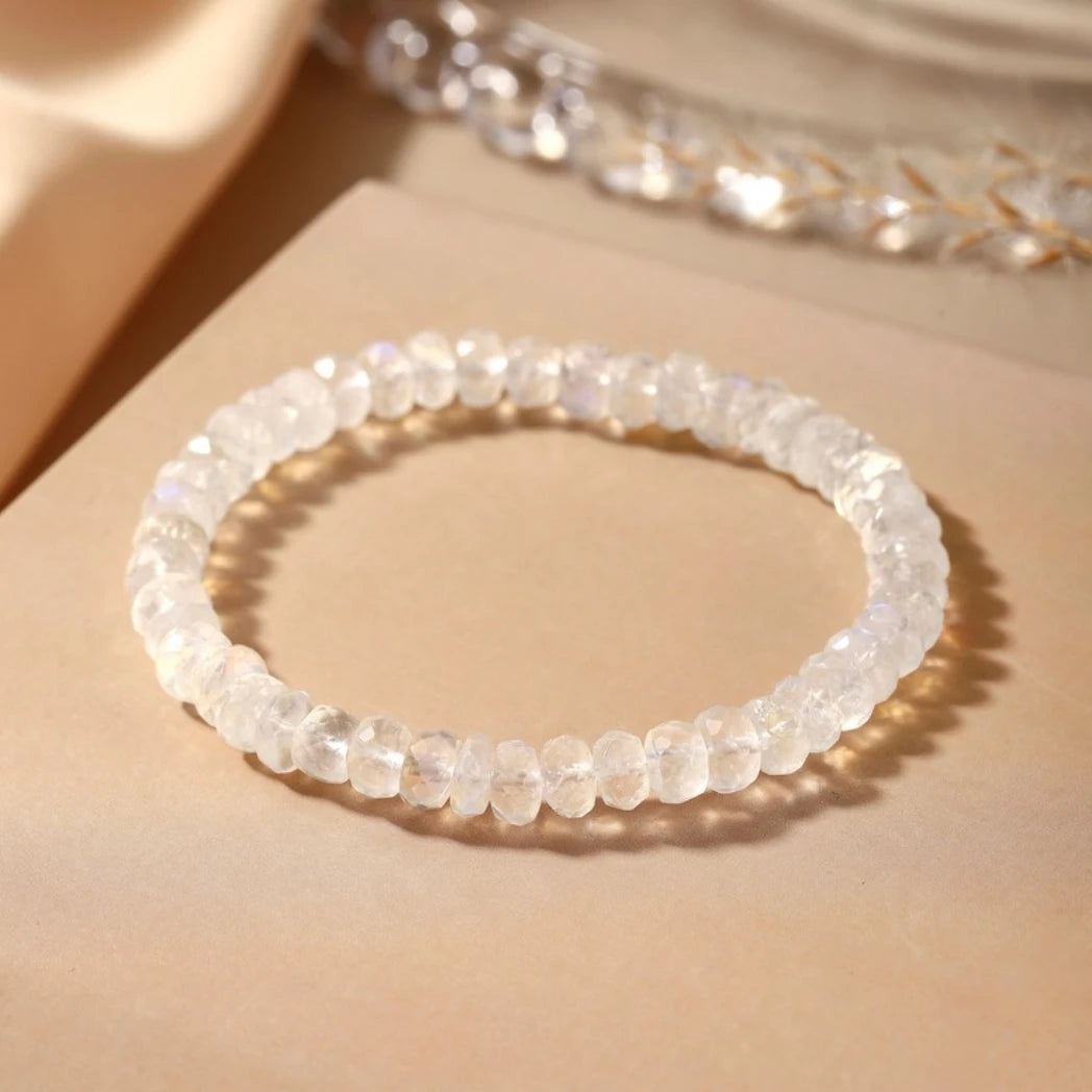 AAAA Blue Moonstone Faceted Rondelle Bracelet