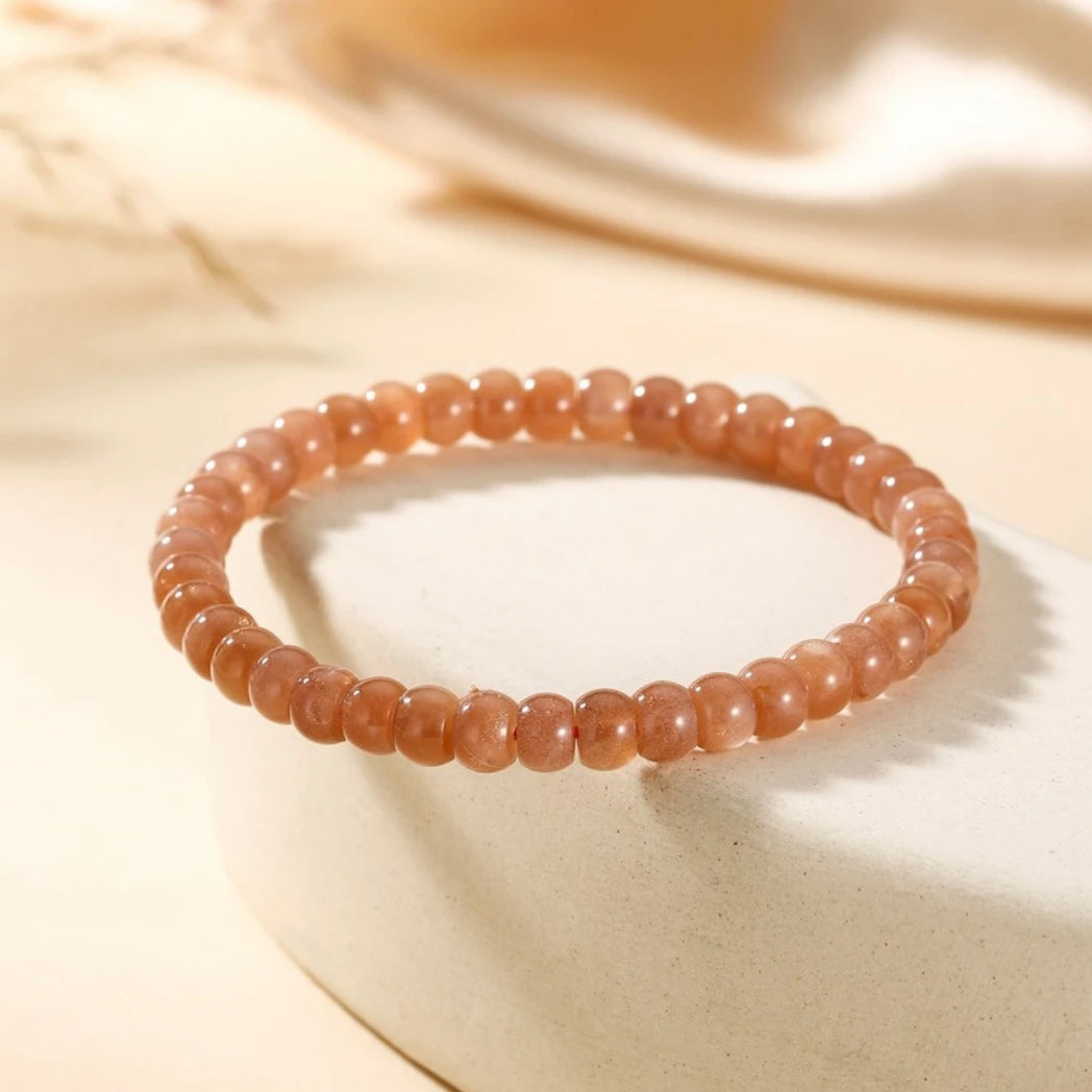 Peach Moonstone Beaded Bracelet