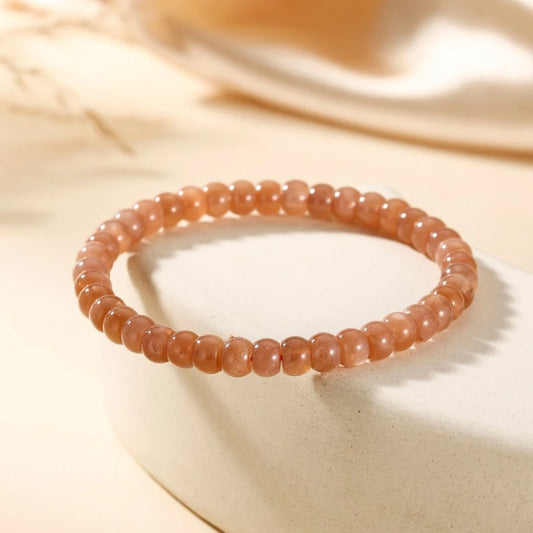 Peach Moonstone Beaded Bracelet