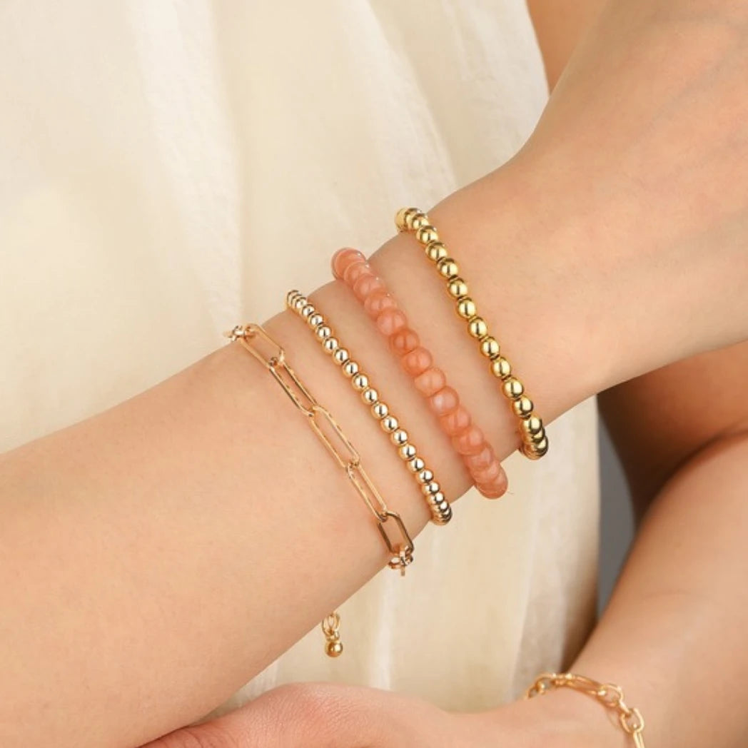 Peach Moonstone Beaded Bracelet - view 3