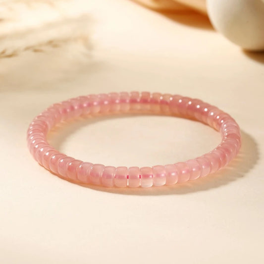 Pink Agate Beaded Bracelet