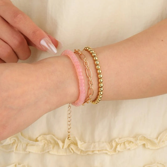 Pink Agate Beaded Bracelet - view 3