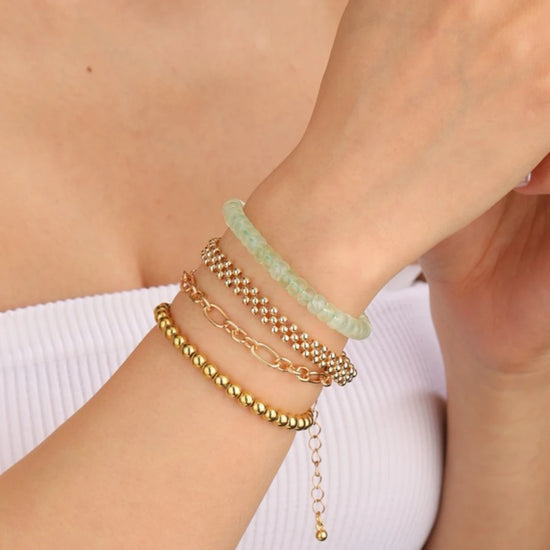 Prehnite Heishi Beaded Bracelet - view 3