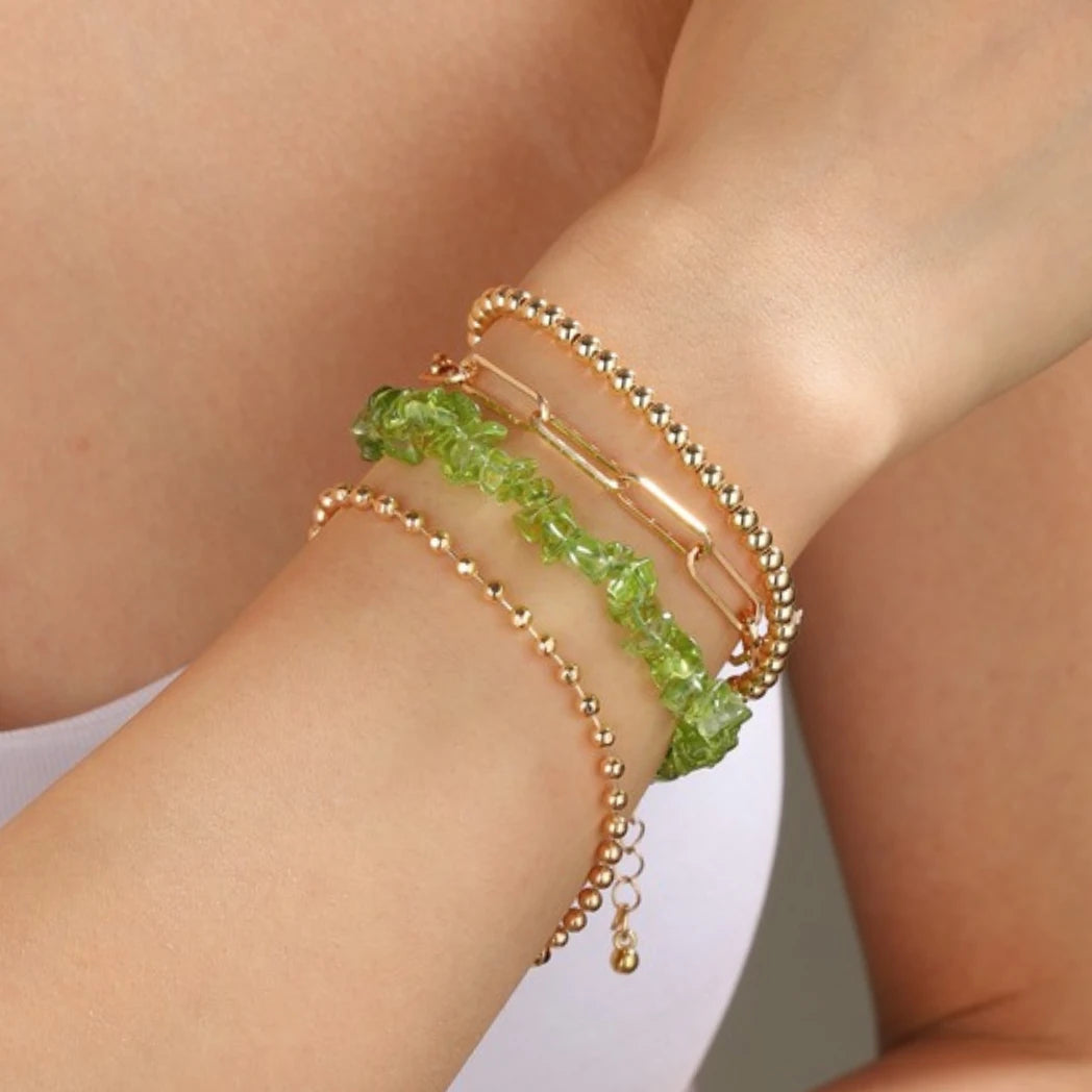 Natural Peridot Chip Bracelet - view 2
