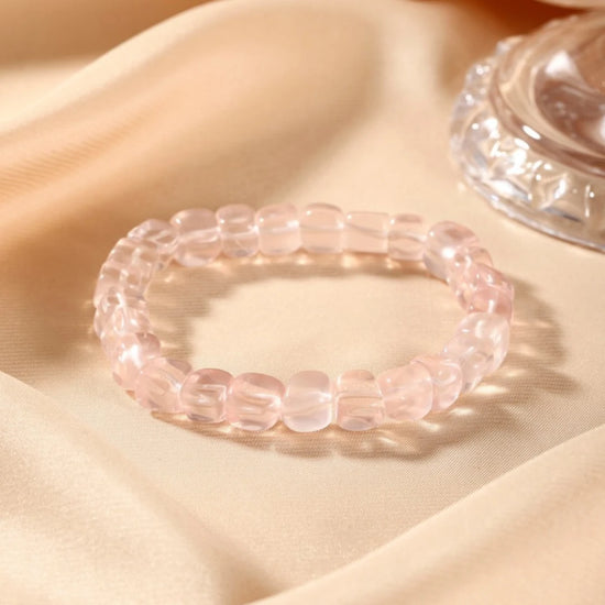 Genuine Rose Quartz Beaded Bracelet