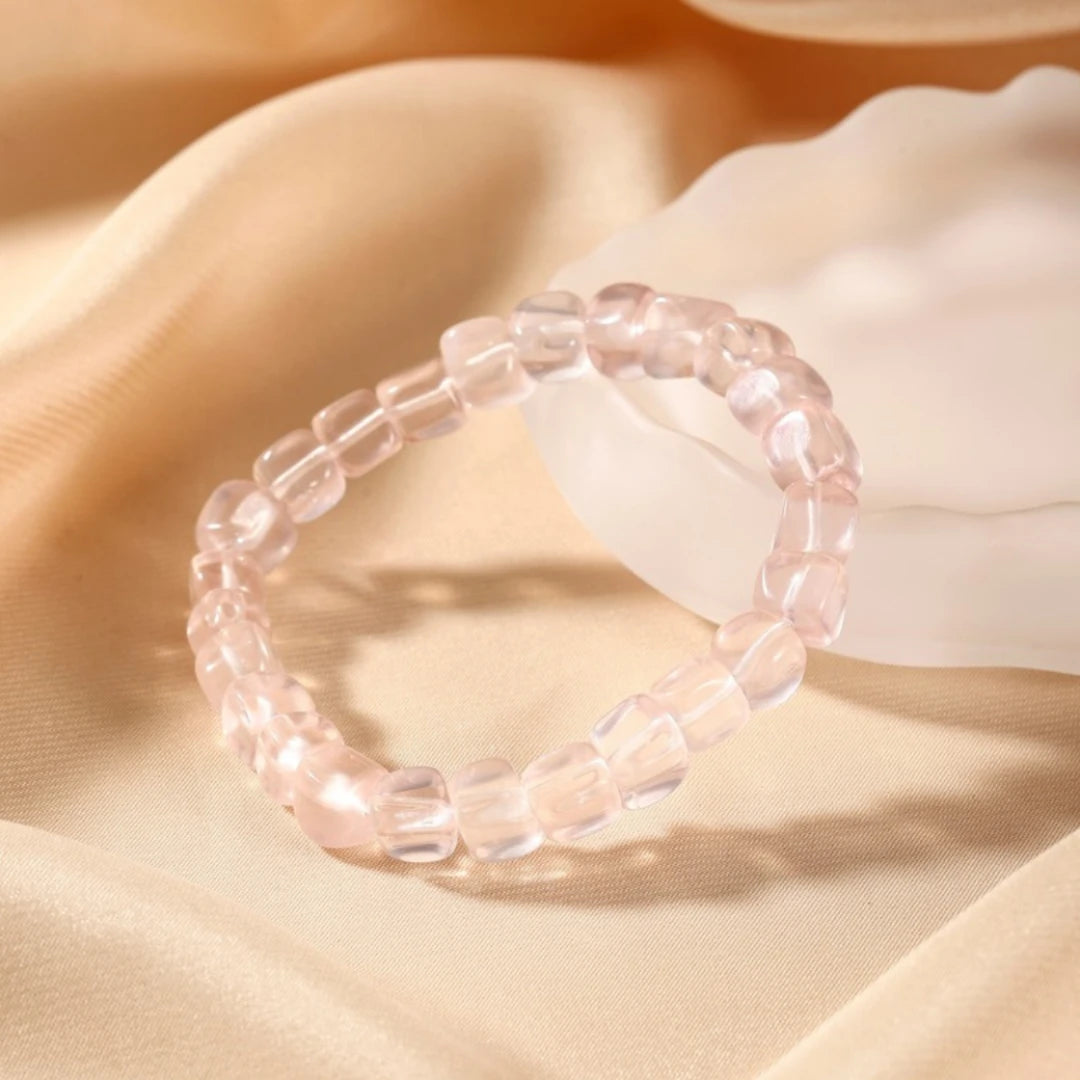 Genuine Rose Quartz Beaded Bracelet - view 2