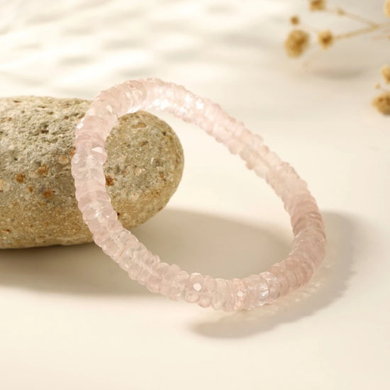 Rose Quartz Heishi Bracelet styled