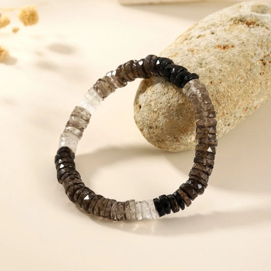 Ombre Smoky Quartz Heishi Bracelet styled