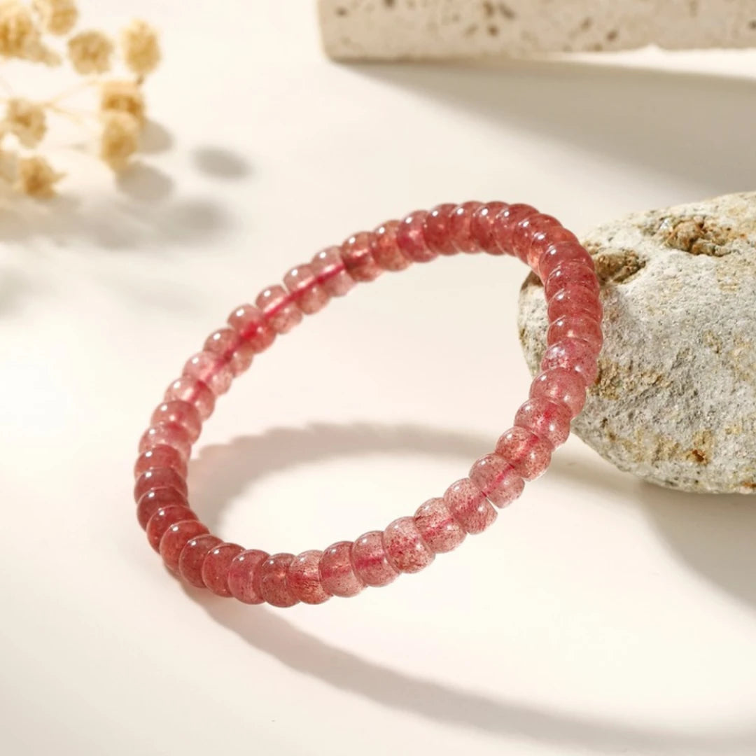 Barrel Cut Strawberry Quartz Bracelet - view 2