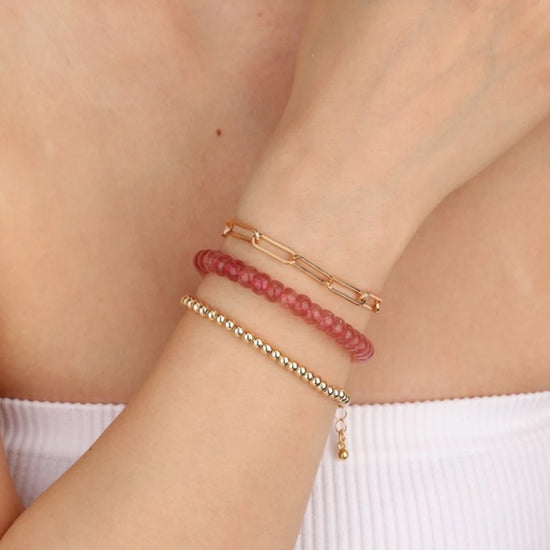 Barrel Cut Strawberry Quartz Bracelet - view 3