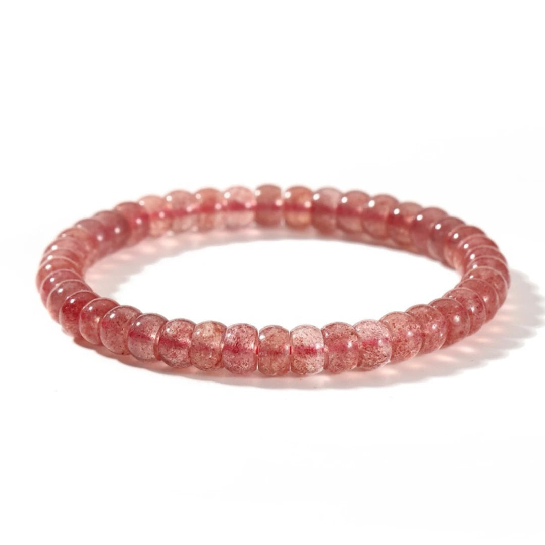 Barrel Cut Strawberry Quartz Bracelet - view 4