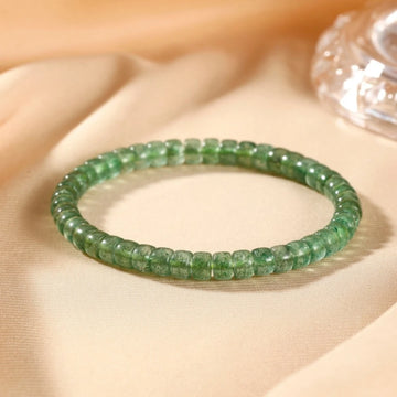 Barrel Cut Green Strawberry Quartz Bracelet