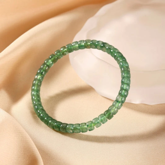 Barrel Cut Green Strawberry Quartz Bracelet - view 2