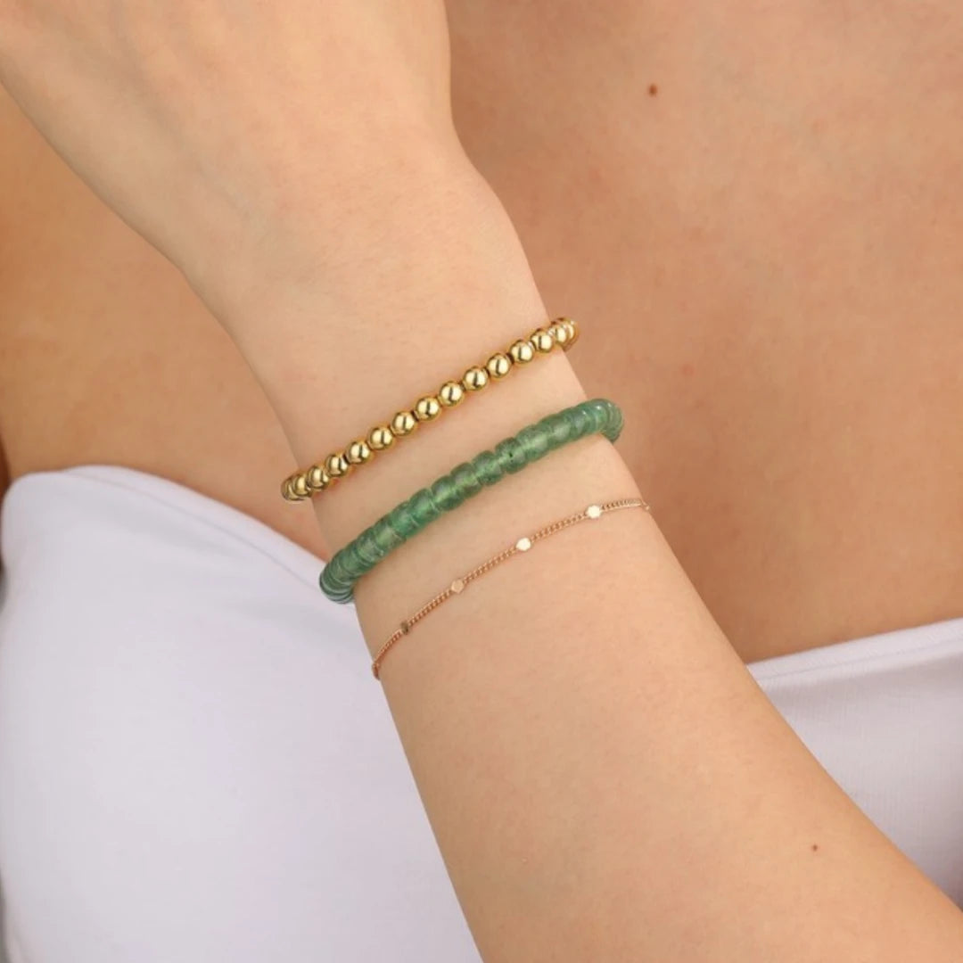 Barrel Cut Green Strawberry Quartz Bracelet - view 3