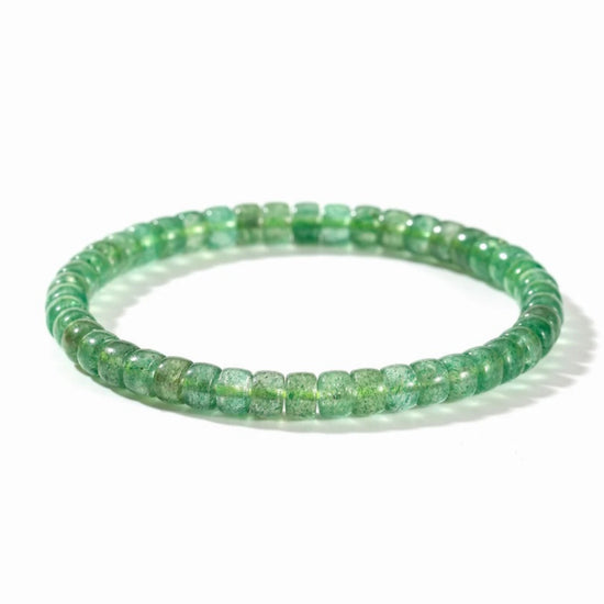 Barrel Cut Green Strawberry Quartz Bracelet - view 4