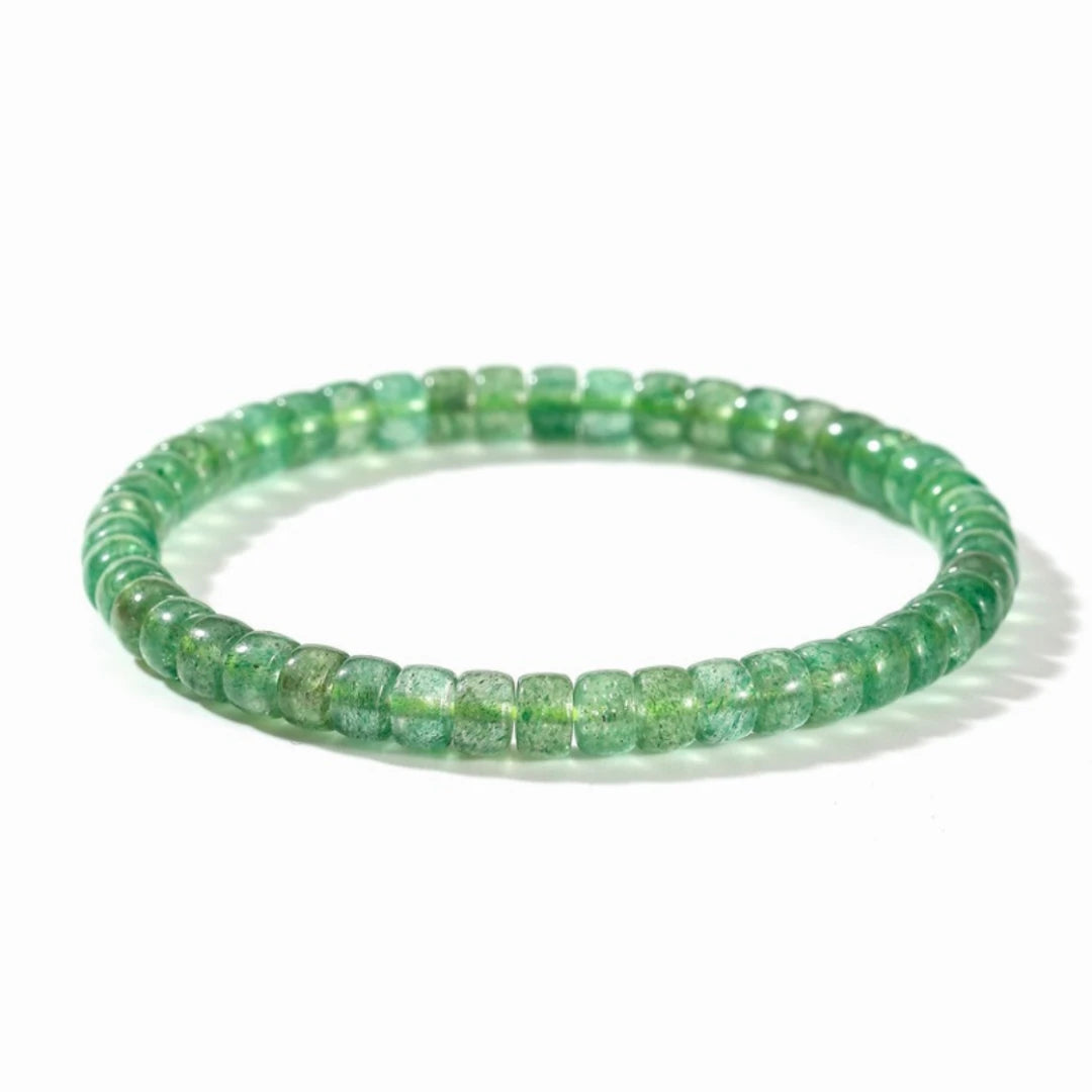 Barrel Cut Green Strawberry Quartz Bracelet - view 4